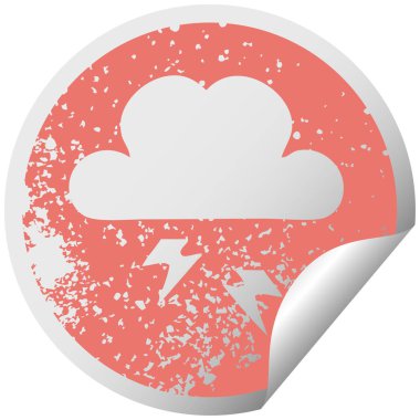 sıkıntılı dairesel peeling etiket sembolü gök gürültüsü bulut