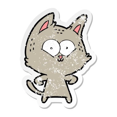 bir karikatür kedi sıkıntılı etiket