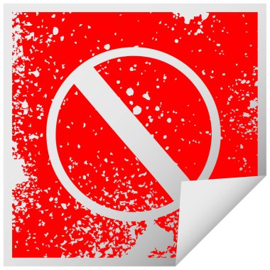 sıkıntılı kare bir değil etiket sembolü peeling işareti izin