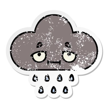 sevimli çizgi fırtına yağmur bulutu sıkıntılı etiket