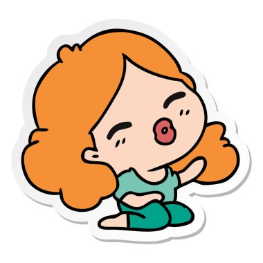 etiket karikatür şirin kawaii kız