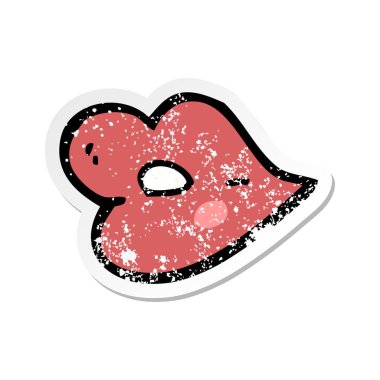 bir çizgi film dudak Retro sıkıntılı etiket