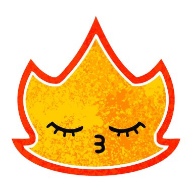 Retro illüstrasyon stil karikatür bir ateş