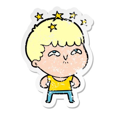 bir çizgi film hayran çocuğun sıkıntılı etiket