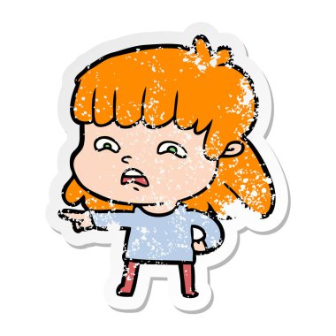 çizgi film endişeli bir kadın sıkıntılı etiket