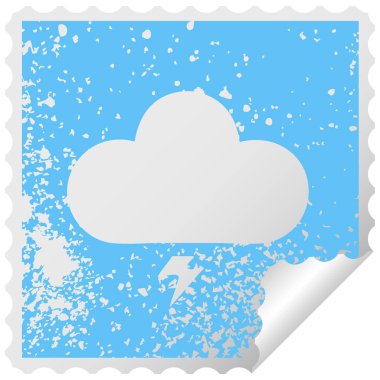 bir gök gürültüsü bulut etiket sembolü peeling sıkıntılı Meydanı