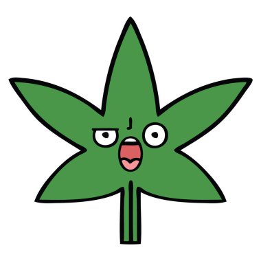 sevimli çizgi marihuana yaprağı