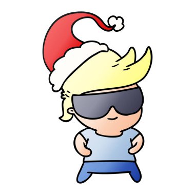 Noel degrade çizgi film kawaii çocuğun el çekilmiş