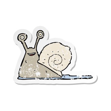 bir çizgi film salyangoz Retro sıkıntılı etiket