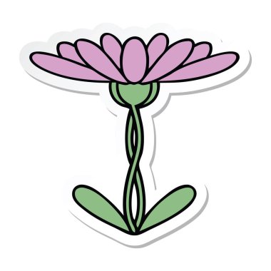 etiket bir sevimli çizgi çiçek