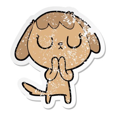 sevimli çizgi köpeklerin sıkıntılı etiket