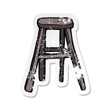 bir çizgi film ahşap tabure Retro sıkıntılı etiket