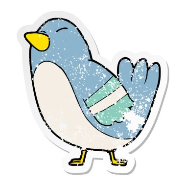 bir karikatür kuş sıkıntılı etiket
