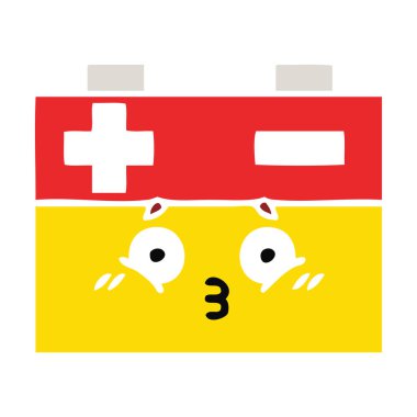 düz renk retro karikatür akü