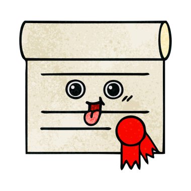 Retro grunge doku karikatür, bir sertifikanın