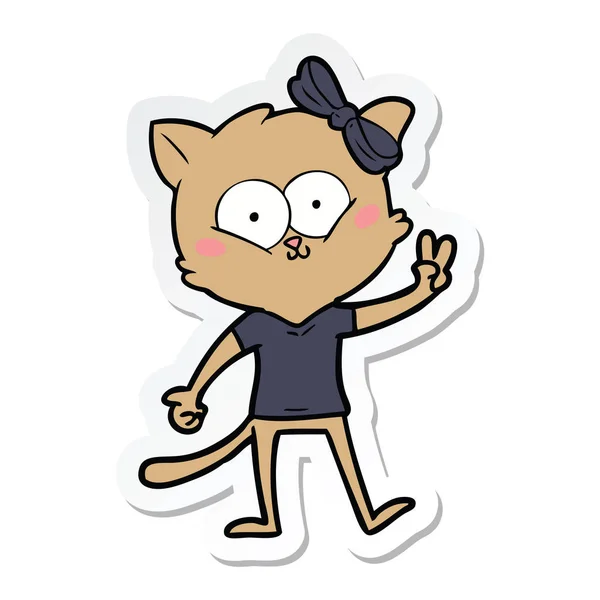 Sticker Cartoon Cat — Stock Vector