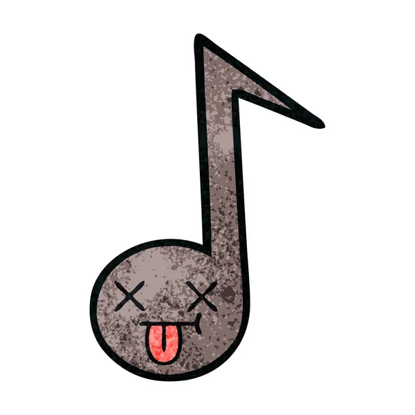 Ретро гранж текстура мультфильм музыкальная нота — стоковый вектор