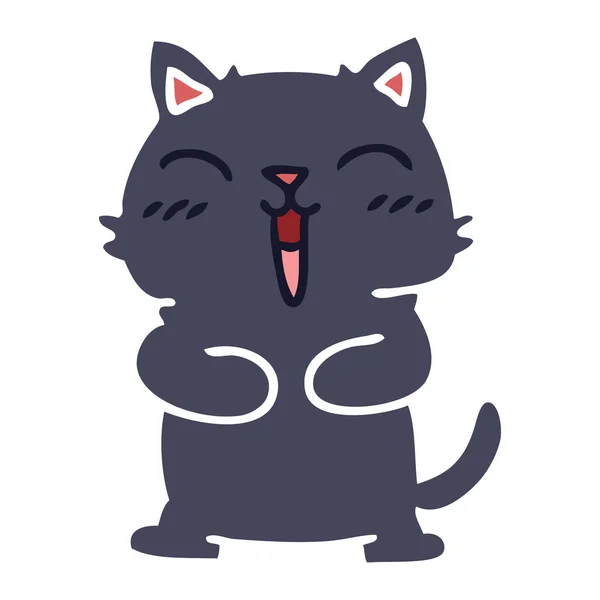 Ekscentryczne ręcznie rysowane kot kreskówka czarny — Wektor stockowy