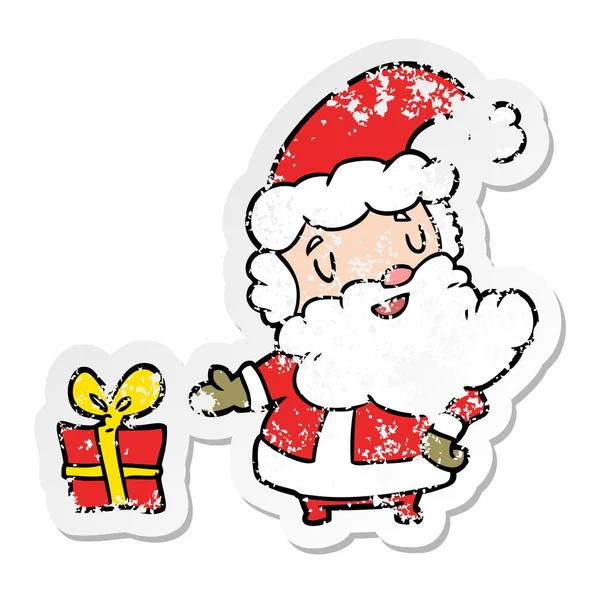 Verontruste Sticker Van Een Cartoon Santa Claus — Stockvector