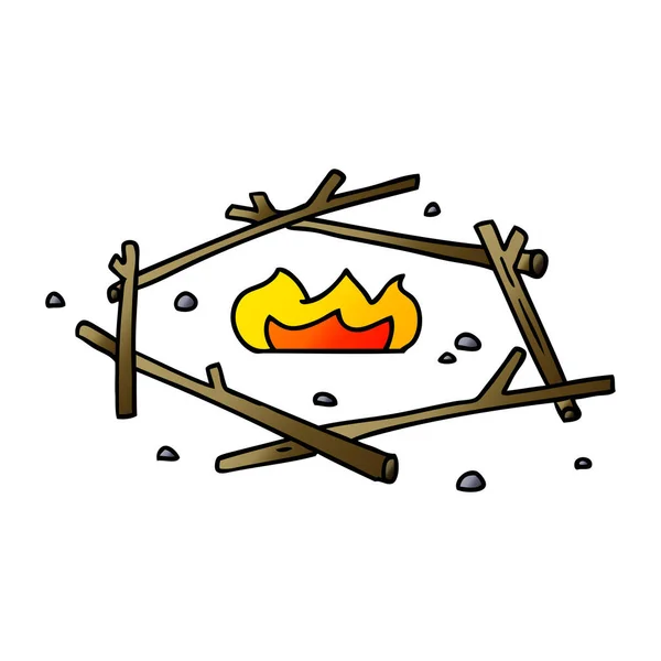 Degrade çizgi film doodle bir kamp ateşi — Stok Vektör