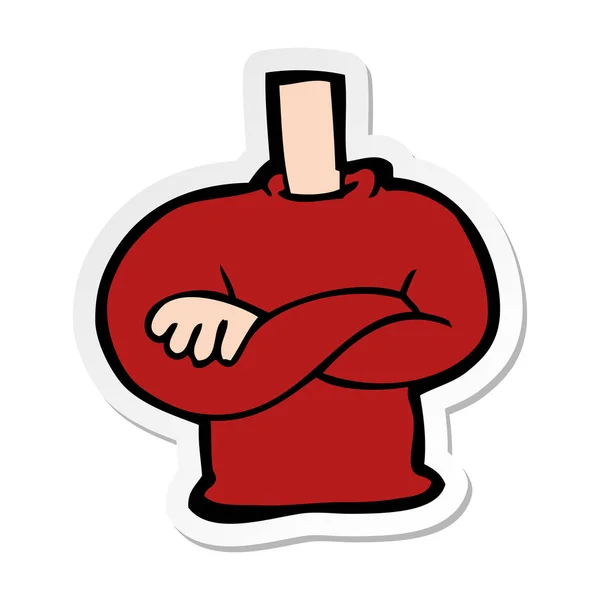Sticker Cartoon Folded Arms Body — Stock Vector