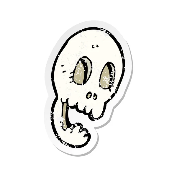 Retro Distressed Sticker Funny Cartoon Skull — Stock Vector