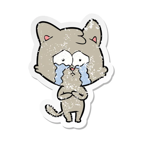 漫画泣いている猫の苦しめられたステッカー — ストックベクタ