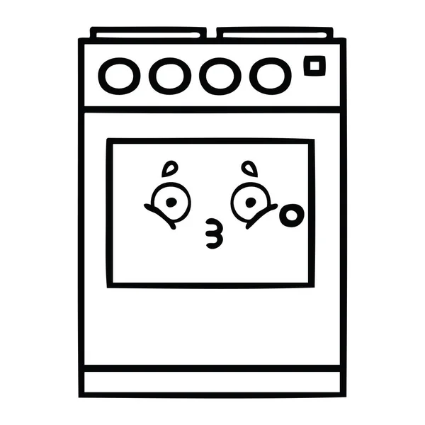 Lijntekening cartoon keuken oven — Stockvector