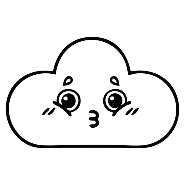 Desenho Linha Desenhos Animados Uma Nuvem — Vetor de Stock