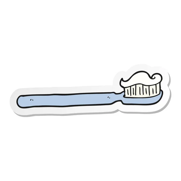 Etiqueta de uma escova de dentes de desenho animado — Vetor de Stock