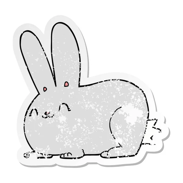 Autocollant affligé d'un lapin dessin animé — Image vectorielle