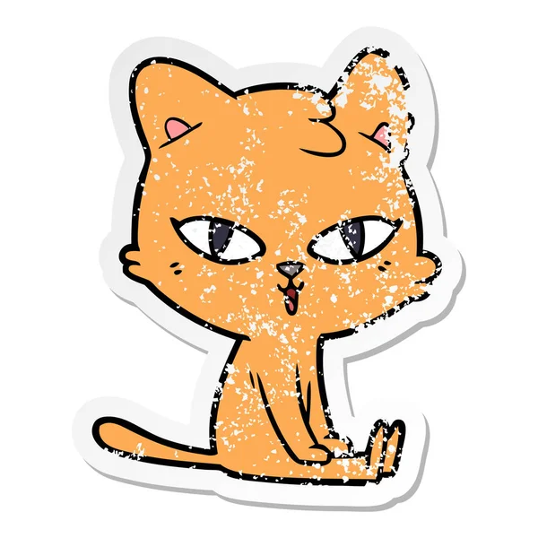 만화 고양이의 고민된 스티커 — 스톡 벡터