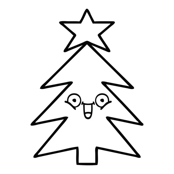 画圣诞树的线画动画片 — 图库矢量图片