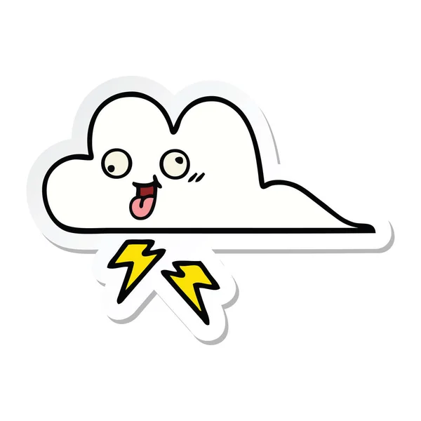 Sticker Cute Cartoon Storm Cloud — Stock Vector