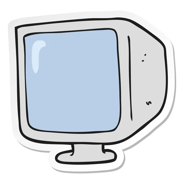 Etiqueta Monitor Computador Antigo Dos Desenhos Animados — Vetor de Stock