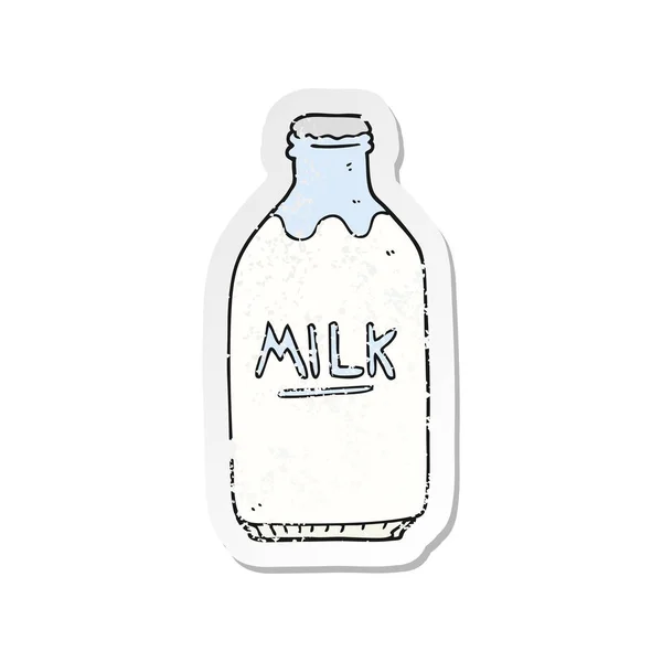 Retro Noodlijdende Sticker Van Een Cartoon Melk Fles — Stockvector