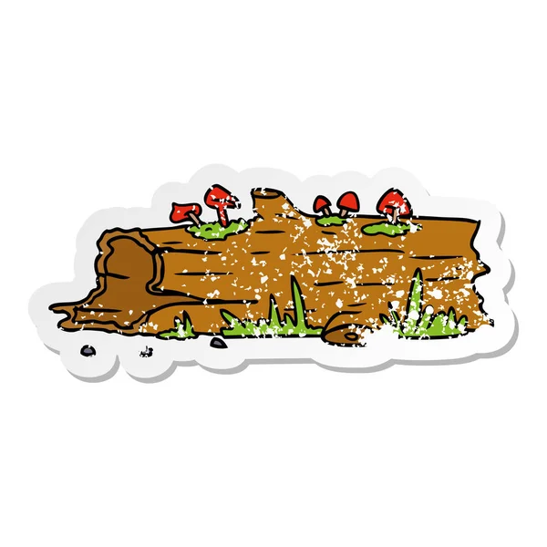 Distressed sticker cartoon doodle of a tree log — Stock Vector