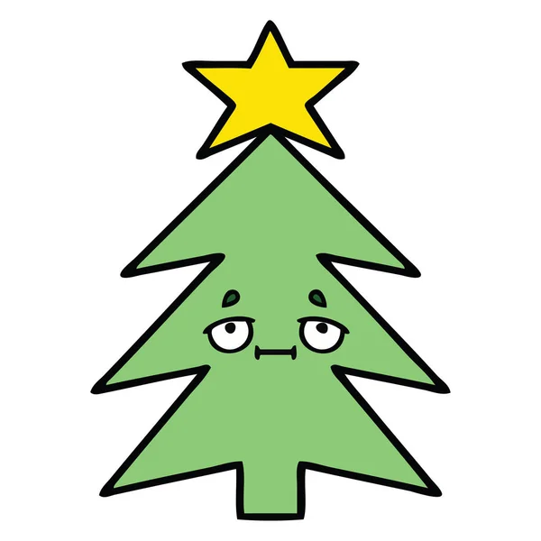 Lindo Dibujo Animado Árbol Navidad — Vector de stock