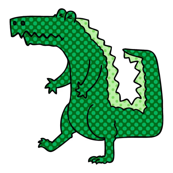 Bande Dessinée Style Bizarre Crocodile Bande Dessinée — Image vectorielle