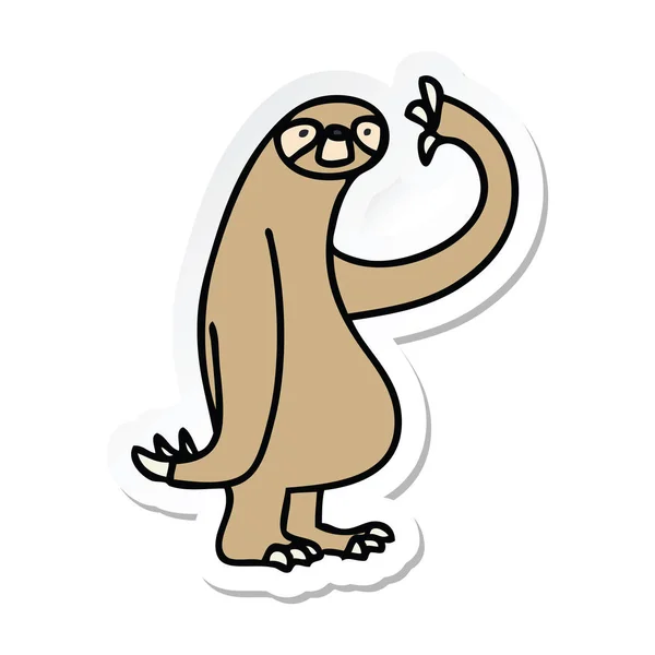 Sticker Quirky Hand Drawn Cartoon Sloth — Stock Vector