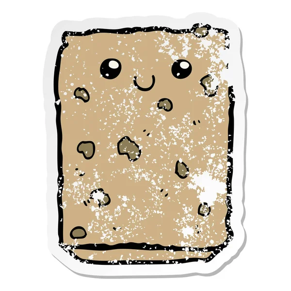 Autocollant Affligé Biscuit Dessin Animé — Image vectorielle