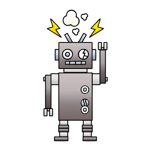 Gradiente sombreado dibujos animados robot mal funcionamiento — Vector de stock