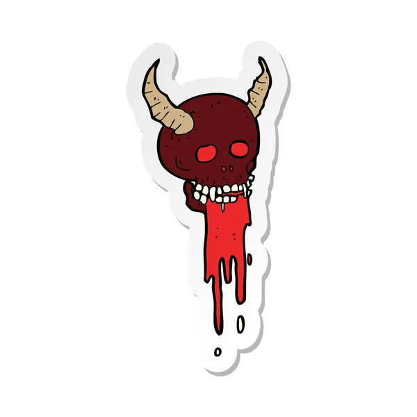 Sticker Cartoon Spooky Halloween Skull — Stock Vector