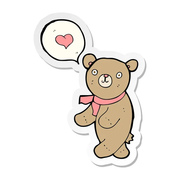 Klistermärke För Tecknad Bear Kärlek — Stock vektor