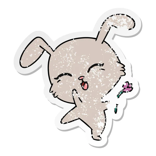 Freehand Getekende Noodlijdende Sticker Cartoon Van Schattige Kawaii Bunny — Stockvector