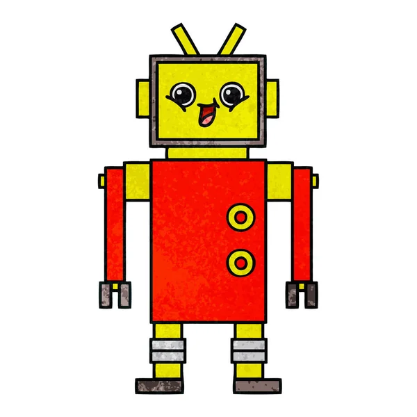 Ρετρό grunge υφή γελοιογραφία ρομπότ — Διανυσματικό Αρχείο