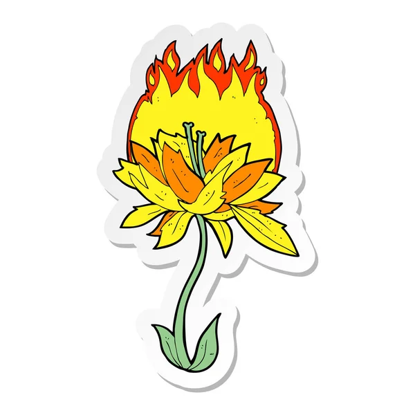 Sticker van een cartoon branden bloem — Stockvector