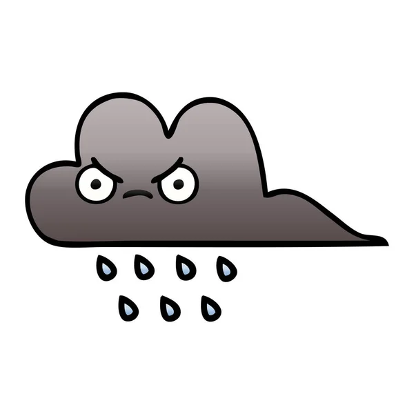 Bir Fırtına Yağmur Bulutu Degrade Gölgeli Karikatür — Stok Vektör