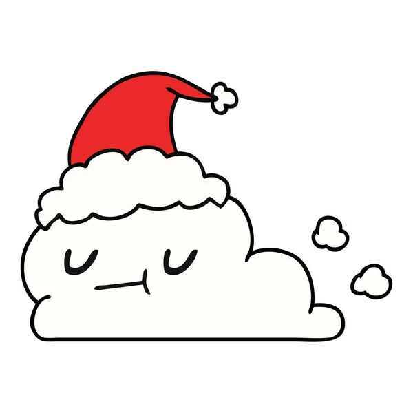 Hand Drawn Christmas Cartoon Kawaii Cloud — Stock Vector