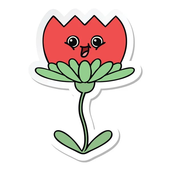 Sticker Van Een Leuke Cartoon Bloem — Stockvector